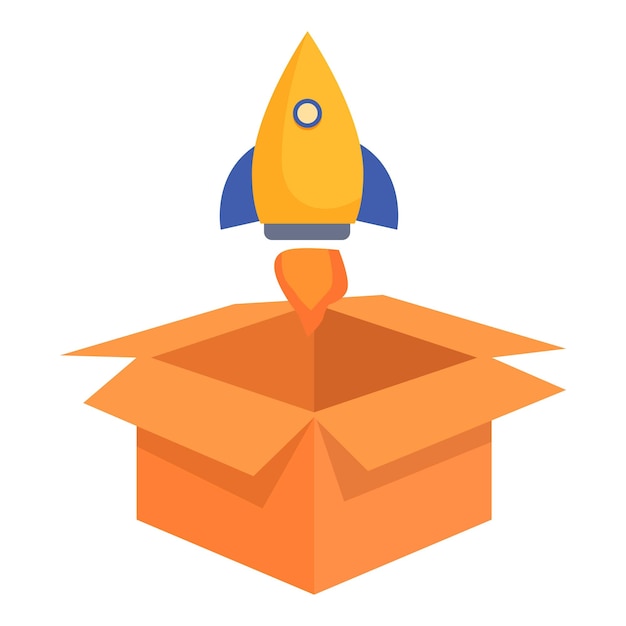 rocket startup idea icon cartoon vector carton box