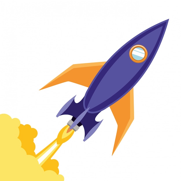 rocket taking off isolated