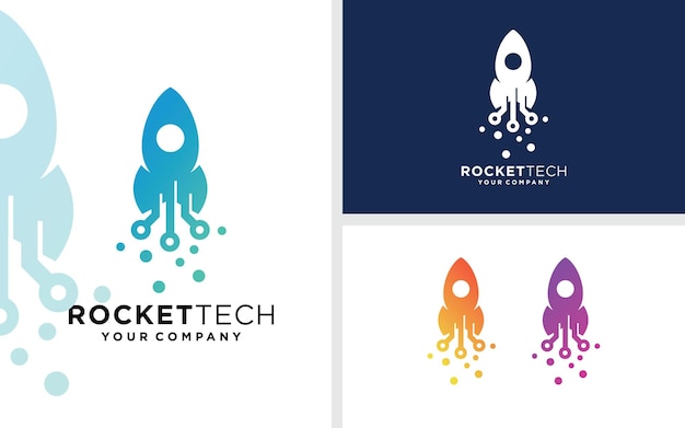 Rocket Tech Logo Vector logo sjabloon vector logo met eenvoudig en kleurrijk concept