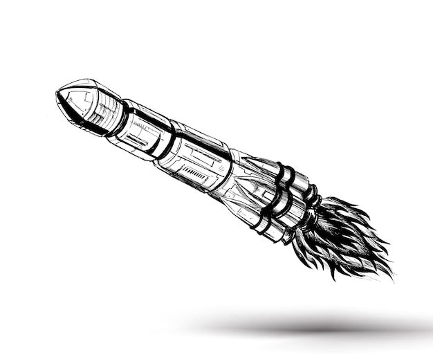 Rocket technology spaceship hand drawn sketch vector illustration