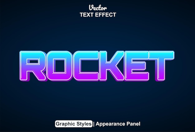 Rocket-teksteffect met grafische stijl en bewerkbaar