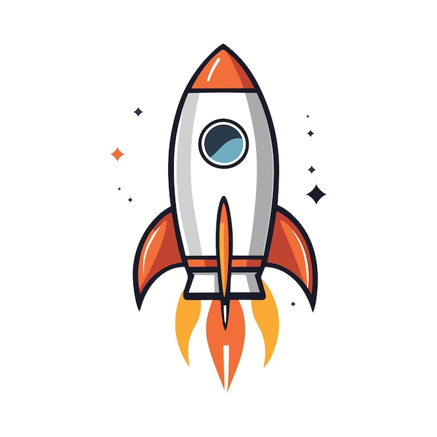 Rocket vector icon Space ship launch logo