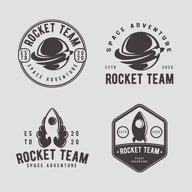 Rocket vintage badge logo design template