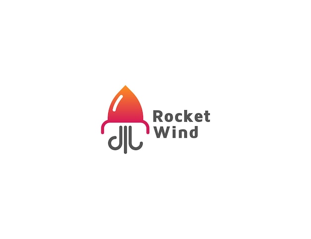 Rocket with air wind logo illustration