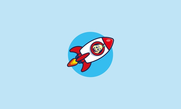 Vector rocket with avocado fruit in flat style