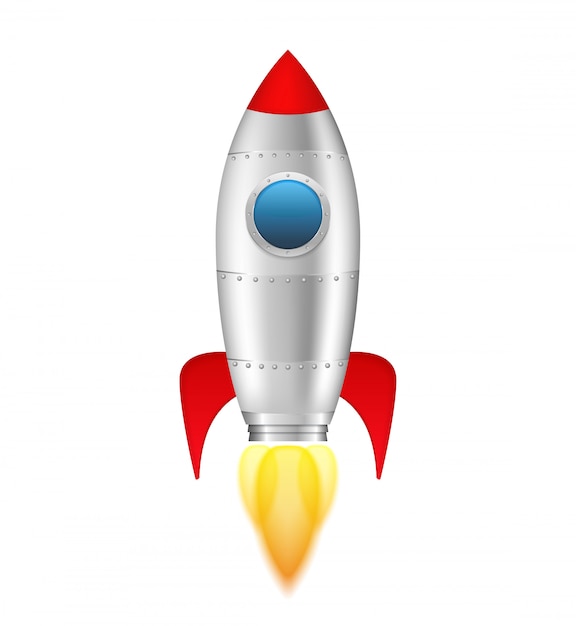 Rocket with flame on white background, vector eps10 illustration