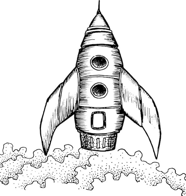 Vector rocketoutline vector illustration