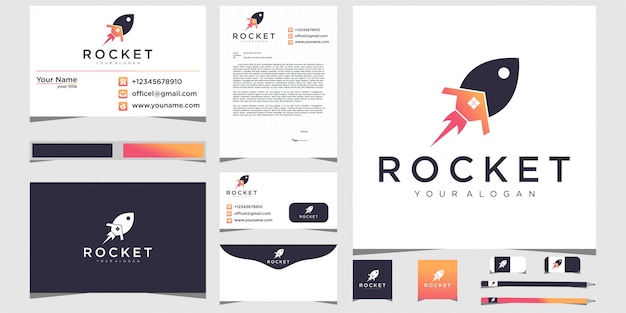 Rockets and home logos with stationery