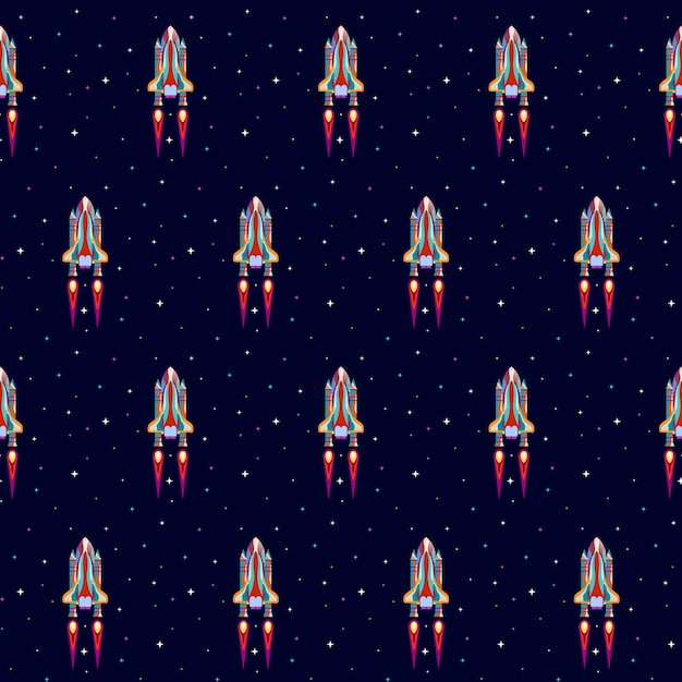 Vector rockets vector seamless pattern