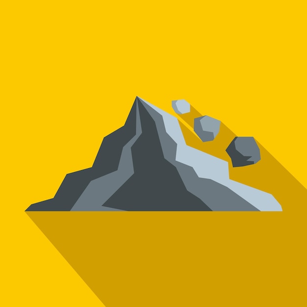 Vector rockfall icon in flat style on a yellow background