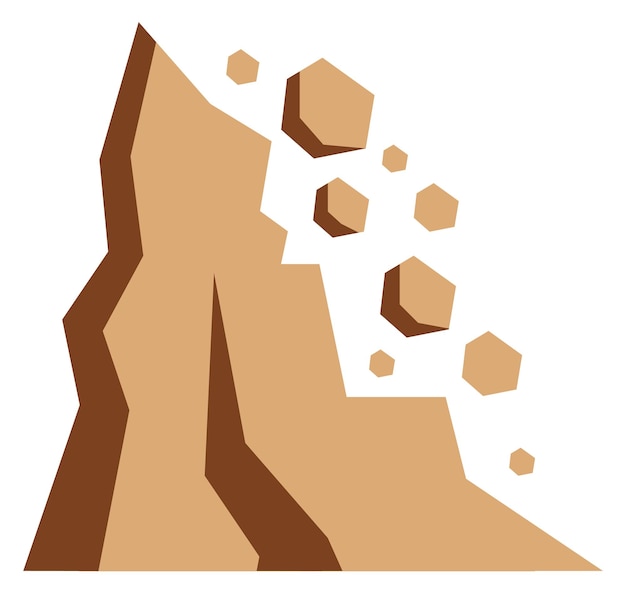 Vector rockfall kleur pictogram bergramp avalanche stenen geïsoleerd op een witte achtergrond