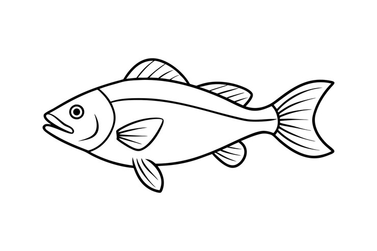 Vector rockfish whole body vector line art illustratie icon logo