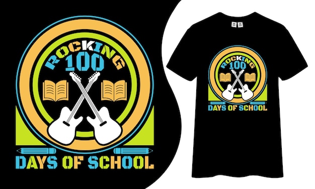 Vector rocking 100 day of school t-shirt design.