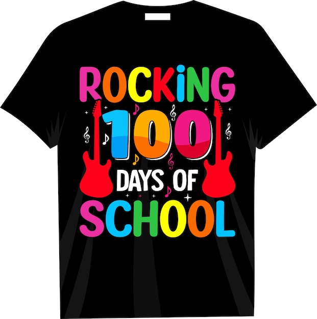 Rocking 100 days of school tshirt design