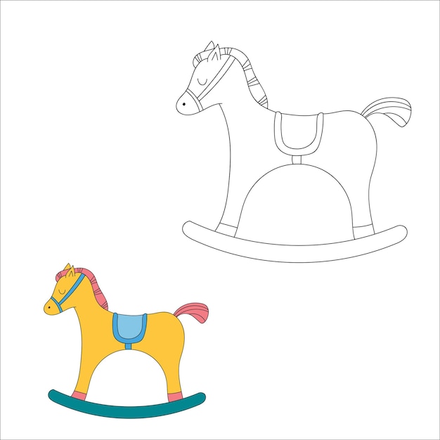 Лошадка-качалка для раскраски bookvector иллюстрация изолированы на белом фоне