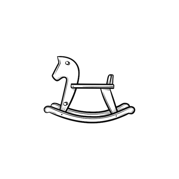 Vector rocking horse swing hand drawn outline doodle icon. baby toy horse to rock and ride vector sketch illustration for print, web, mobile and infographics isolated on white background.