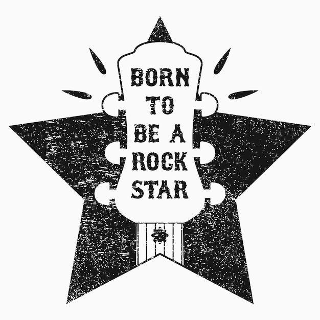 Rocknroll music grunge print for tshirt clothes apparel poster with guitar and star