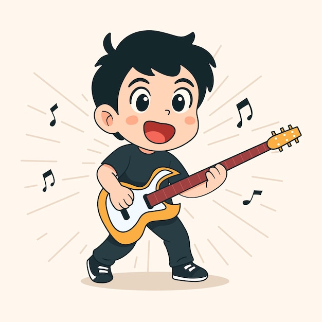 록스타는 귀여운 만화 스타일로 공연하고 있습니다.