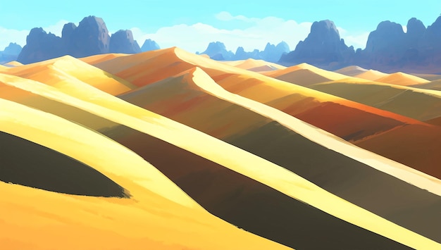 Vector rocky desert with canyons detailed hand drawn painting illustration