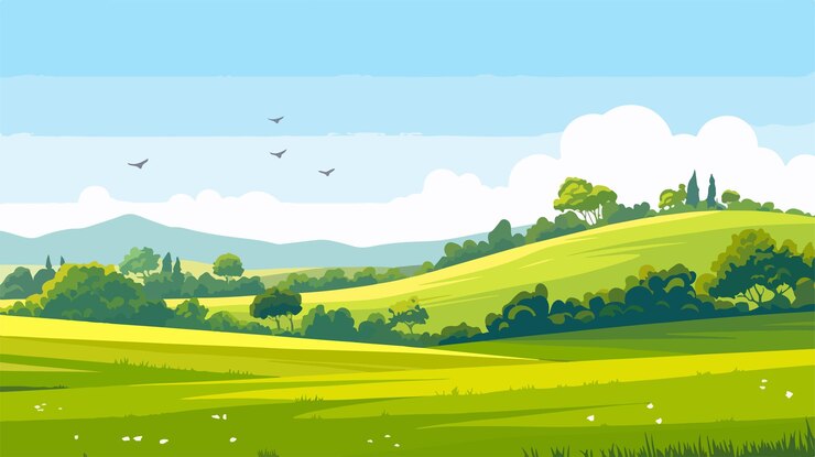 Vector rocky grass hill landscape nature grassland flat