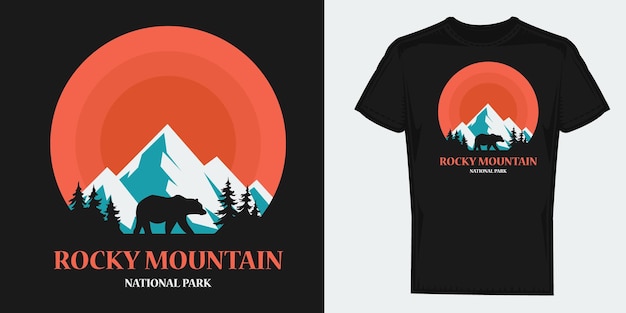 Vector rocky mountain national park colorado bear vector design graphics for tshirt prints