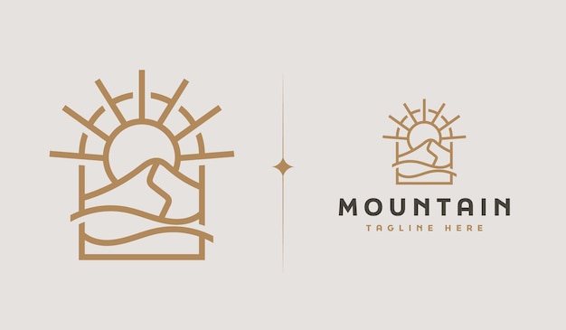 Rocky Mountain Pine Tree Mountain Hilltop Nature Landscape Universal creative premium symbol Vector sign icon logo template Vector illustration