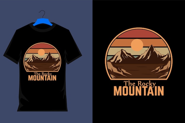 Il design della maglietta retrò delle montagne rocciose
