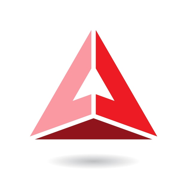 Rode abstracte piramidevormige letter A met een schaduw