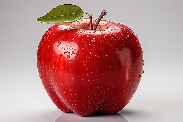 Rode appel met blad geïsoleerd op witte achtergrond 3D illustratie achtergrond vector voedsel 3d