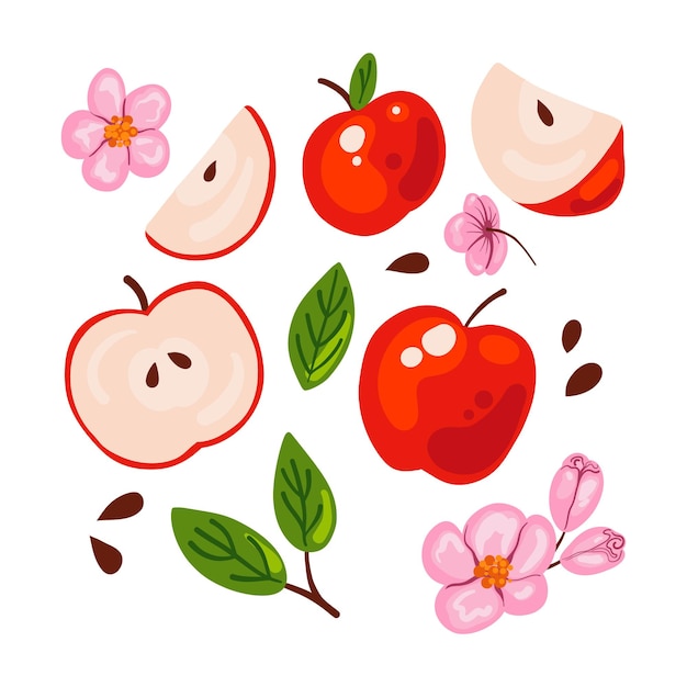 Rode appels set elementen Vector illustratie clipart