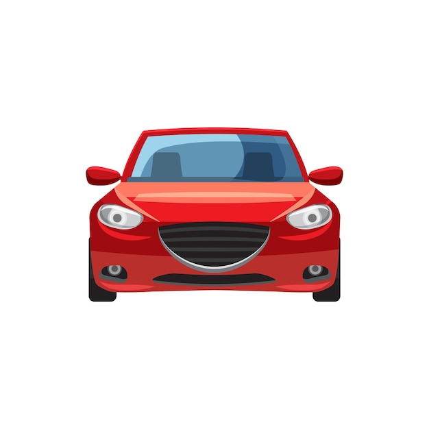 Rode auto icoon in cartoon stijl op een witte achtergrond