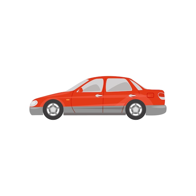 Rode auto zijaanzicht vector illustratie op een witte achtergrond