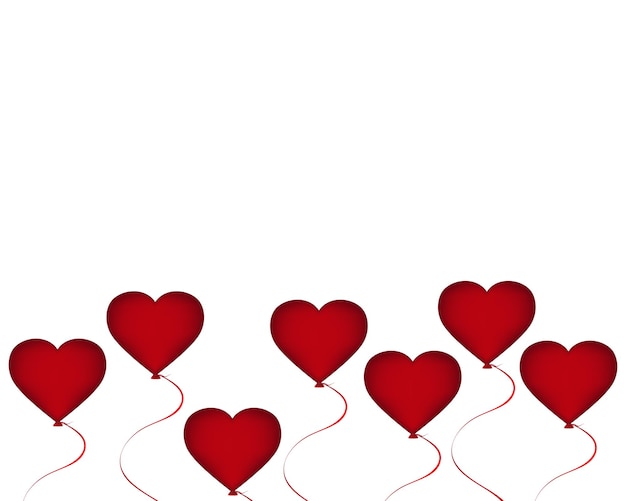 Rode ballonnen in de vorm van een hart op Valentijnsdag