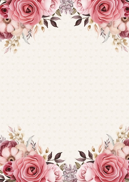 Rode beige en roze elegante aquarel achtergrond met flora en bloemen