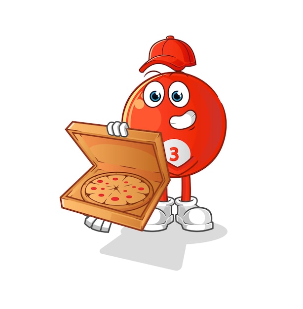 Rode biljartbal pizza bezorger vector. stripfiguur