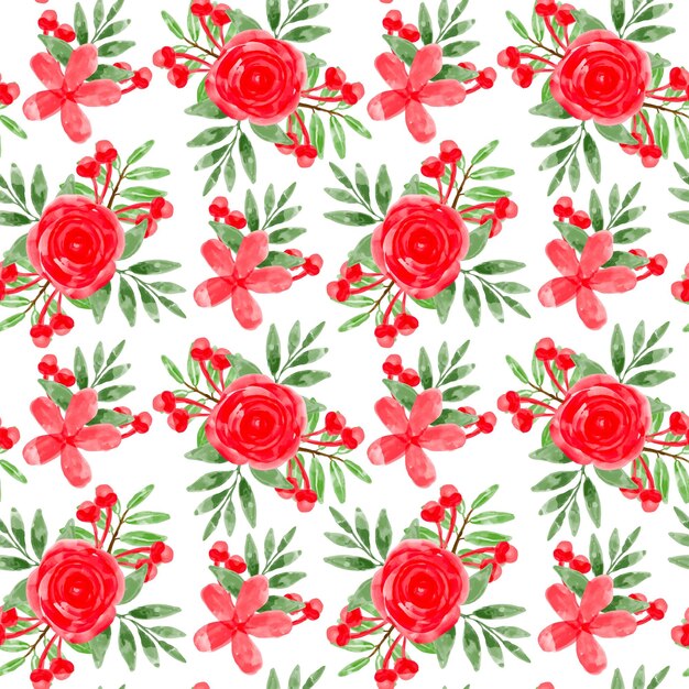 rode bloemen aquarel naadloze patroon