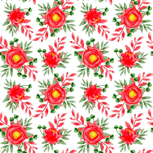 rode bloemen aquarel naadloze patroon