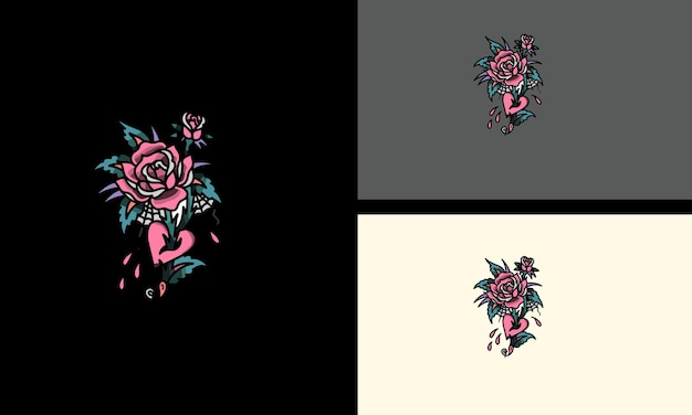 rode bloemen vector mascotte ontwerp