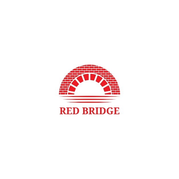 Rode brug vintage logo vector ontwerp