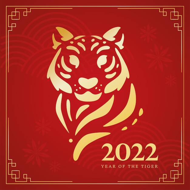 Rode chinese nieuwe jaar sjabloon abstracte tijger avatar sterrenbeeld Vector