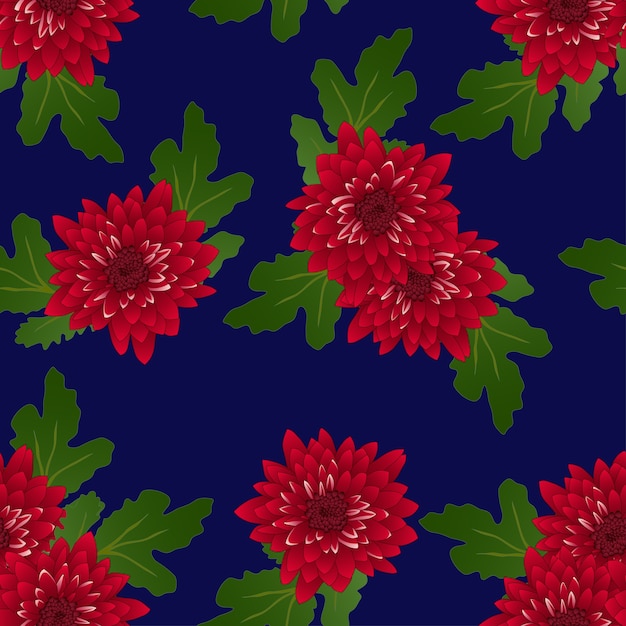 Vector rode chrysanthemum op marineblauwe achtergrond