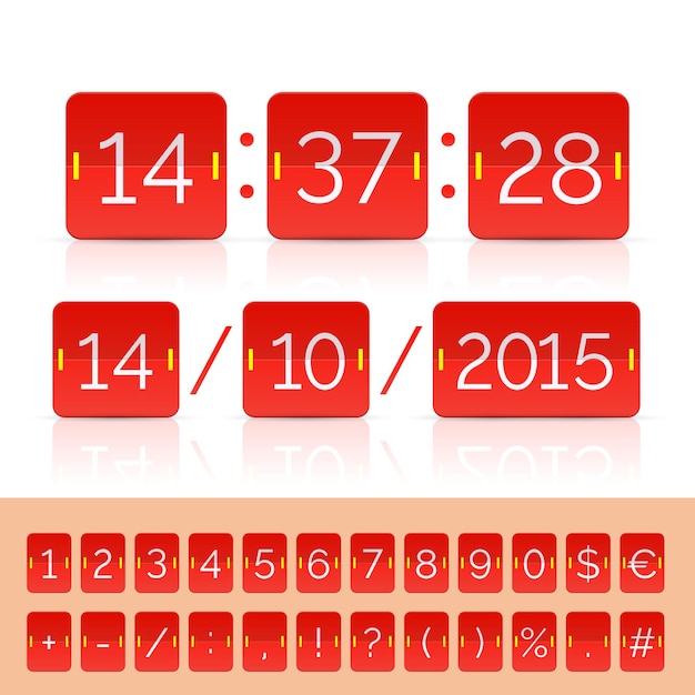 Rode countdown timer en scorebord nummers. Vectoreps10-illustratie