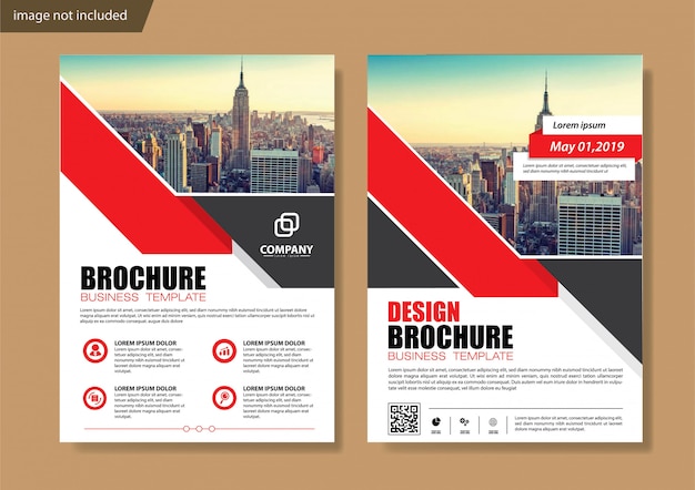 rode Cover Flyer en brochuremalplaatje voor jaarverslag
