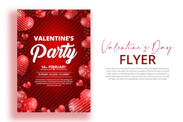 Rode creatieve happy valentijnsdag party flyer ontwerp