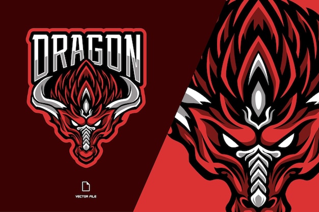 Rode draak hoofd mascotte logo illustratie