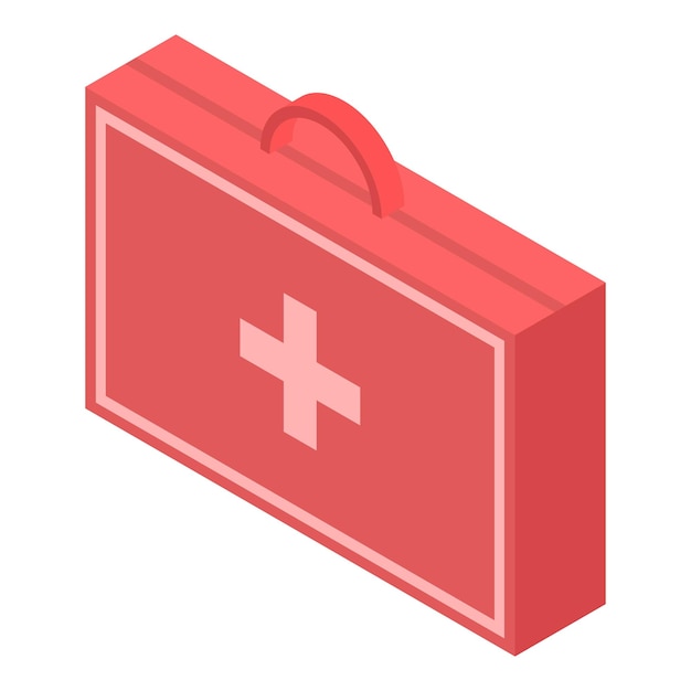 Rode EHBO-kit pictogram Isometrisch van rode EHBO-kit vector pictogram voor webdesign geïsoleerd op een witte achtergrond