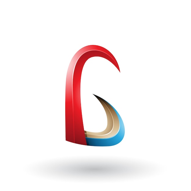 Rode en blauwe 3d hoorn zoals letter G vectorillustratie