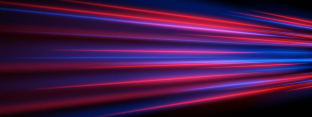 Rode en blauwe laserlijnen Scherpe richtingsglowstralen met bewegingsvervaag en centraal focus Snelle lichtstorting