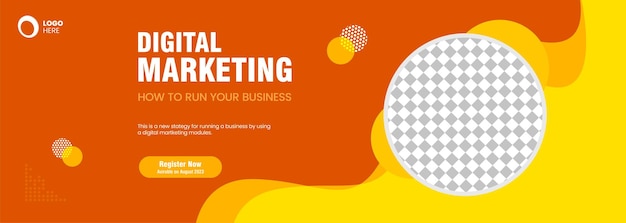 Rode en gele banner Digitale marketingconcept sjabloonontwerp en sociale media post digitaal