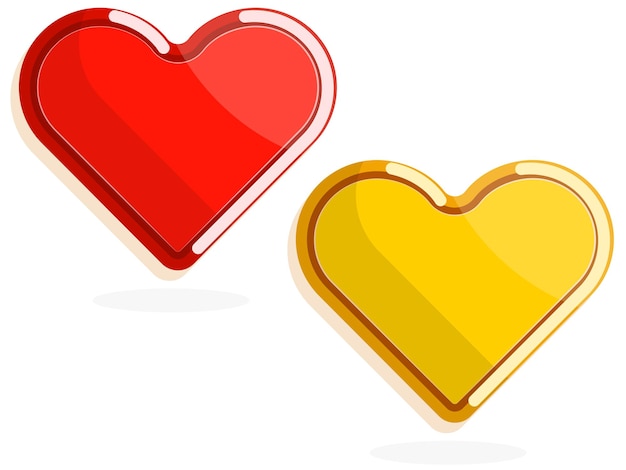 Rode en gele harten. Valentijnsdag Harten